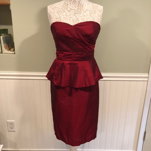 red silk evening dress